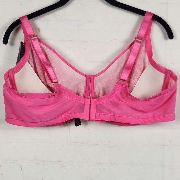 Natori True Decadence Bra Swiss Embroidery Sheer Lace Full Figure Pink 42DDD - Picture 10 of 14